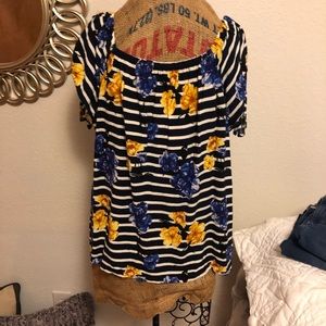 LAST CHANCE!- Maurices Striped Floral Print Top